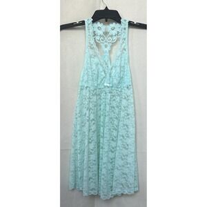 Seductivewear by Cinema Etoile Sheer Babydoll Chemise S Aqua Blue Lace Racerback